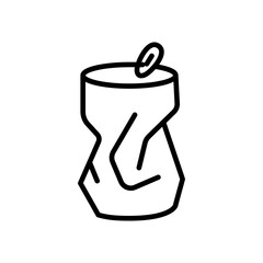 Crushed Aluminum Can Icon Isolated on White Background