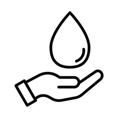 Water Drop in Hand Icon, Isolated on White Background