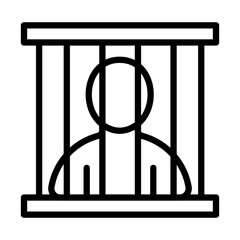 Person in Jail Cell Icon, Isolated on White Background