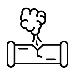 Broken Pipe with Gas Leak, Isolated on White Background