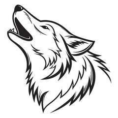Minimalist wolf head logo design for t shirts and apparel