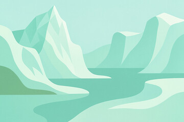 Minimalist Geometric Arctic Landscape Illustration