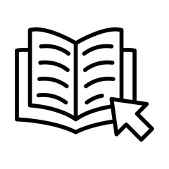 Open Book Icon with Cursor, Isolated on White Background