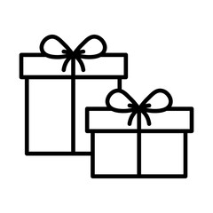 Two Gift Boxes with Bows, Isolated on White Background