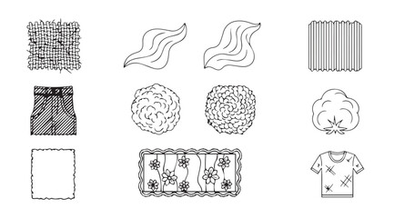 Collection of abstract textured silhouettes in sketch style