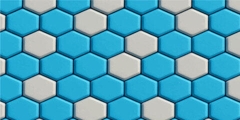 Abstract blue hexagon pattern background with geometric design and seamless honeycomb texture