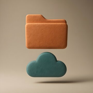3D clay cloud folder icon symbolizing secure file sharing and cloud backup
