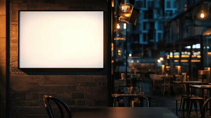 Blank sign cafe interior