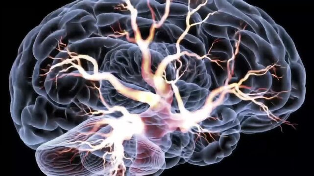 Mind's Inner Network: A detailed, stylized medical illustration showcases the complex internal structure of the human brain, highlighting its intricate network.