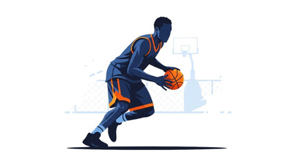 Fototapeta premium Basketball and Basketball Player Vector Silhouette Illustration Set AI EPS PNG