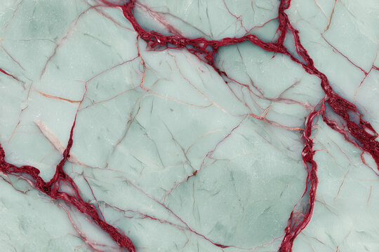 Breccia marble texture, Sage Green background, Ruby Red veins, Organic Biophilic, For Book Cover Art aesthetic, seamless pattern - Powered by Adobe