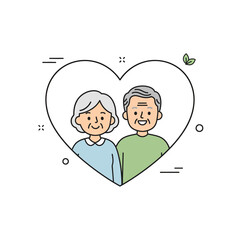 Elderly Couple with Heart Symbol