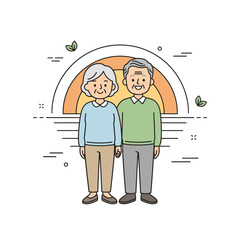 Elderly Couple at Sunset