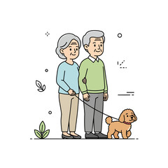 Elderly Couple with Pet Dog