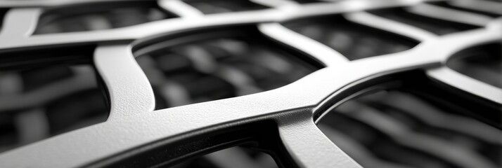 Close-up View of an Intricately Designed Metal Grid Showcasing Modern Industrial Art and Craftsmanship in a Contemporary Setting