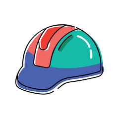 Fototapeta premium Stylized Construction Helmet Design with Bold Colors and Outline, Safety Equipment and Protection for Building and Industrial Work