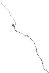 Large single thin crack isolated on transparent background with clear png overlay