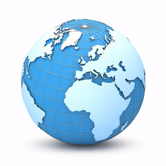 Fototapeta premium Global connection and communication concept with a modern blue earth globe