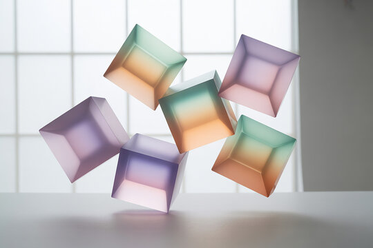 Translucent geometric shapes floating cubes