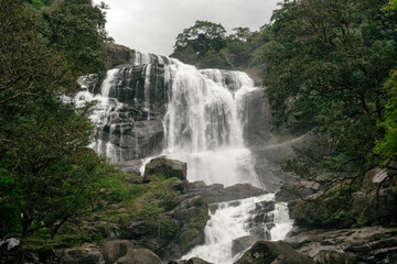 Obraz premium Landscape view of Rathna Ella Waterfalls, Mahiyanganaya, Sri Lanka.