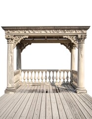 Fototapeta premium Ornate stone gazebo on wooden deck