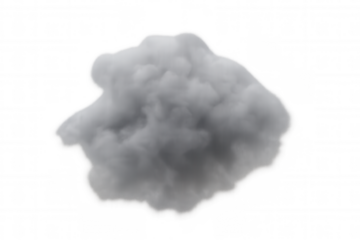 White cumulus cloud floating on transparent background, ideal for weather or meteorology concepts
