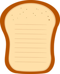 cute blank note memo in bread shape vector cartoon illustration