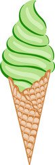 cute waffle softserve ice cream cone sweet dessert vector cartoon illustration