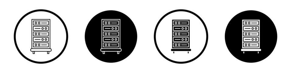 Server rack icons pack in black and white versions for web.