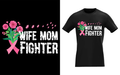Pink butterfly wife mom fighter breast cancer awareness shirt design