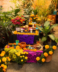 Mexico City, Mexico; November 1, 2024: Street altar to celebrate the Day of the Dead in the Romita neighborhood.