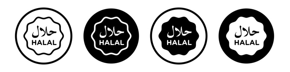 Halal food icons pack in black and white versions for web.