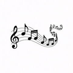 Elegant musical notes flow across staves evoking harmony and artistic expression