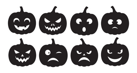 Halloween Pumpkin Face Silhouette Vector Illustration Clipart Design