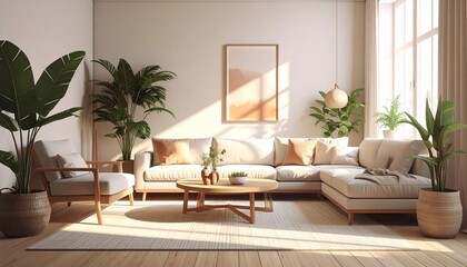 Sunlit Living Room Interior Design: Modern Minimalist Home Decor