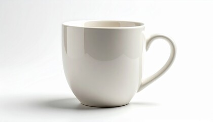 Fototapeta premium Elegant White Ceramic Mug with Smooth Surface on a Clean White Background