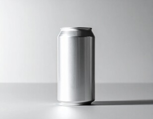 Aluminum Can Isolated Against Simple Studio Background in Clean Gray Scale