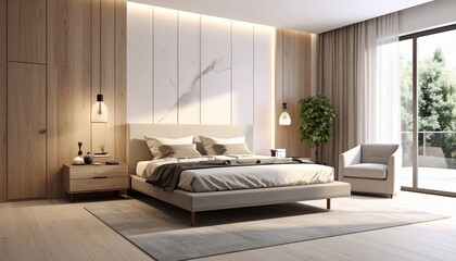 Serene Modern Bedroom Design: Minimalist Elegance Meets Natural Light