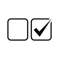 Two square checkboxes, one empty and one with a black checkmark tick