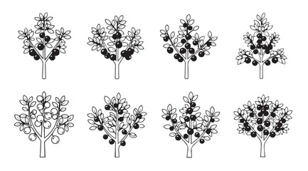 Eight stages of fruit tree growth and development silhouette
