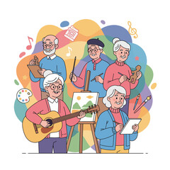 Elderly with Music and Art