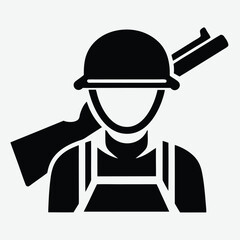 Black silhouette shows an army man wearing a helmet and carrying a rifle