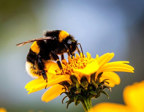 Close-up of bumblebee on flower - Powered by Adobe