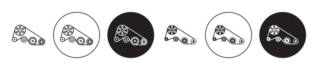 car fan belt icons collection in black filled and stroke line style