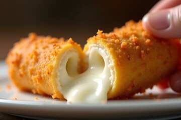 Cheese sticks with melted cheese in crispy crust