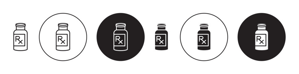 RX icons collection in black filled and stroke line style