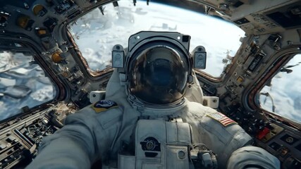 Astronaut in spacecraft cockpit - Powered by Adobe