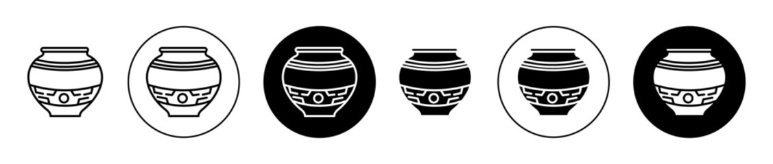 Ornamental vase icons collection in black filled and stroke line style