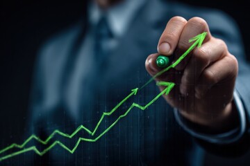 Businessman drawing a rising graph (3)