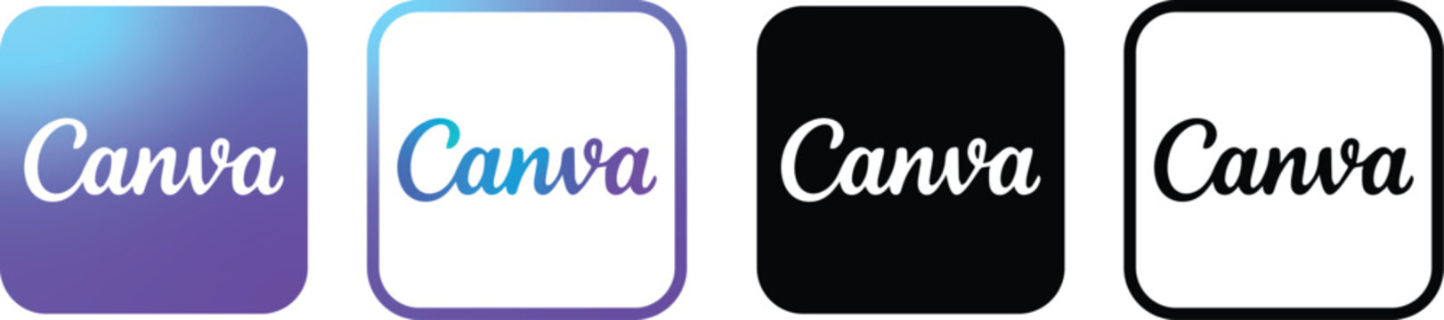 Canva editorial logo vector. canva icon vector. Canva logo and icon social media network icon symbol logotype. Popular graphic design platform
